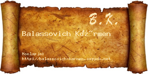 Balassovich Kármen névjegykártya